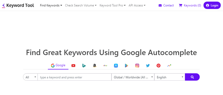 Keyword Tool to Find Keywords