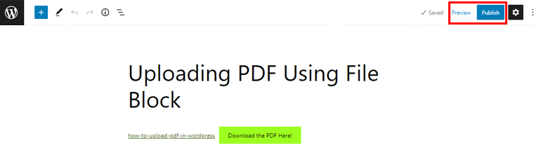 Preview and Publish the PDF File Uploaded Using File Block