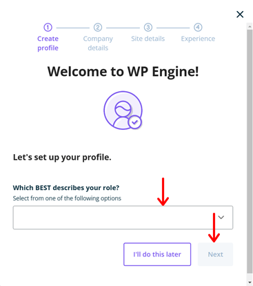 Create a Profile to Setup WP Engine