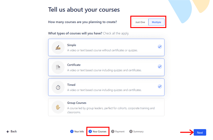 Fill Course Details