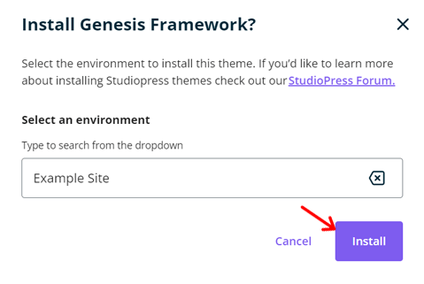 Select Environment to Add Genesis