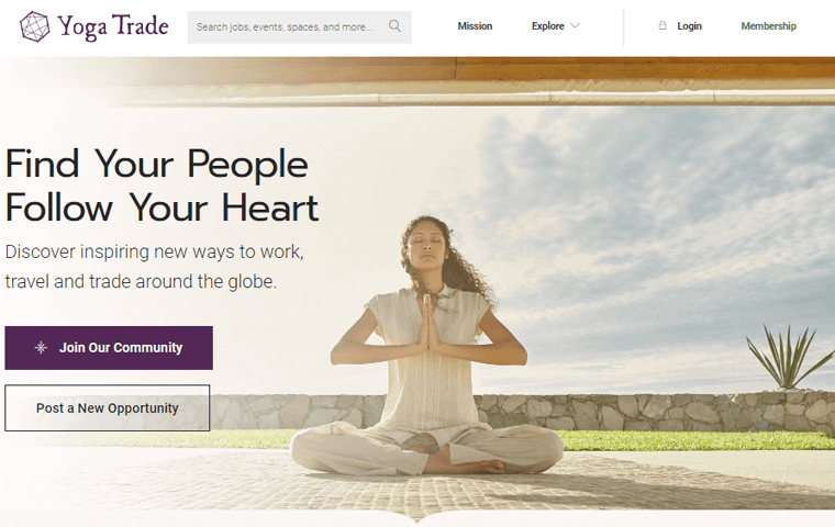 Yoga Trade Job and Space Opportunity Website