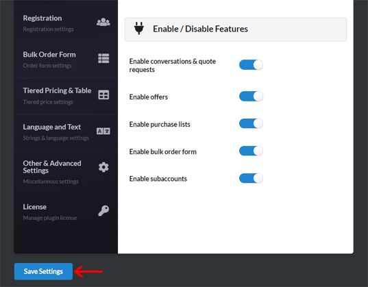 Enable or Disable Features