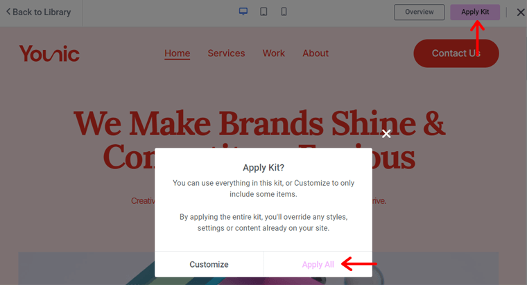 Apply Kit to the Website