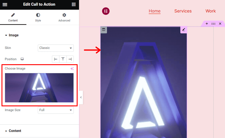 Choose an Image with Elementor