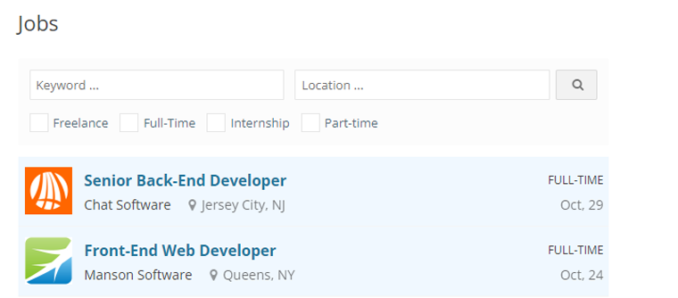 Job Listing On The Frontend of WPJobBoard