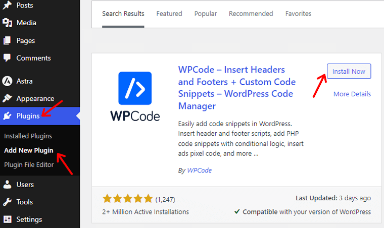Install WPCode Plugin
