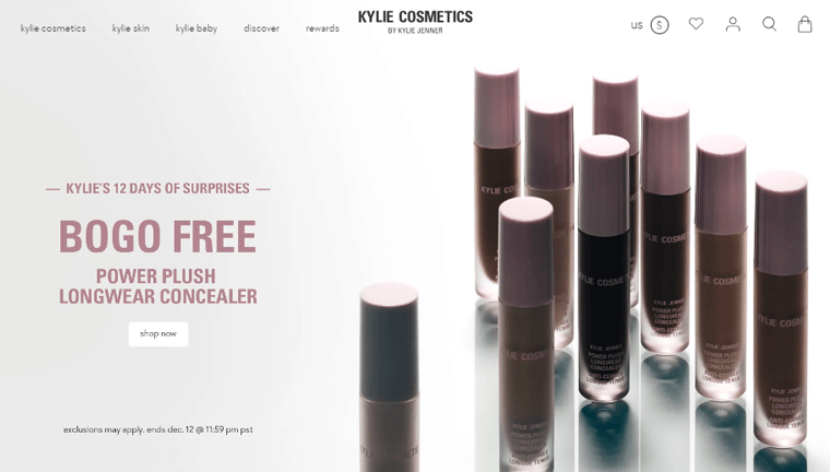 Kylie Cosmetics Best CRO Practice Website Example