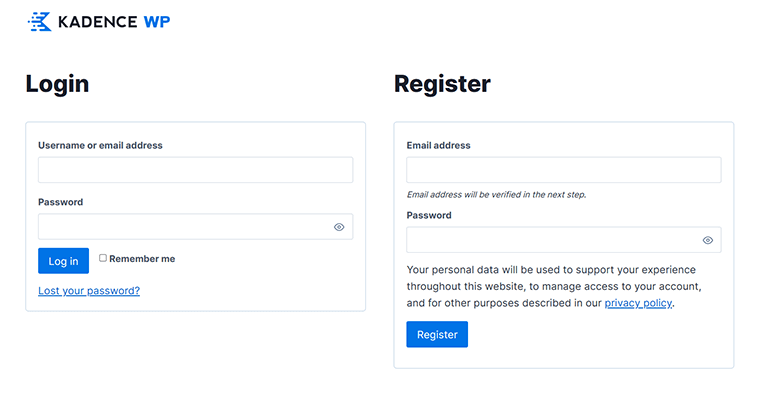 Glimpse of Login or Register Page 