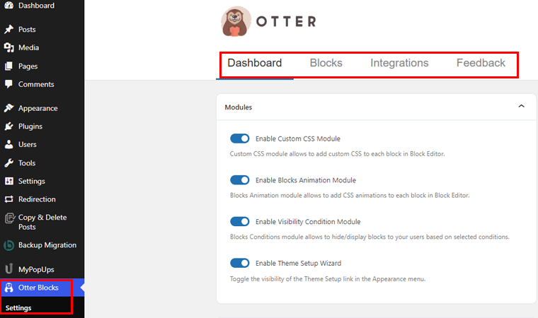 Otter Blocks Settings - Otter Blocks Review
