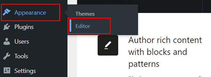 Navigate to Editor of Appearance