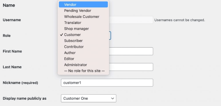 WC Vendors Change Role of Users Feature