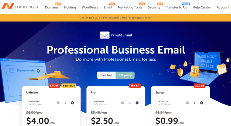 Namecheap Cheap Email Hosting with Domain